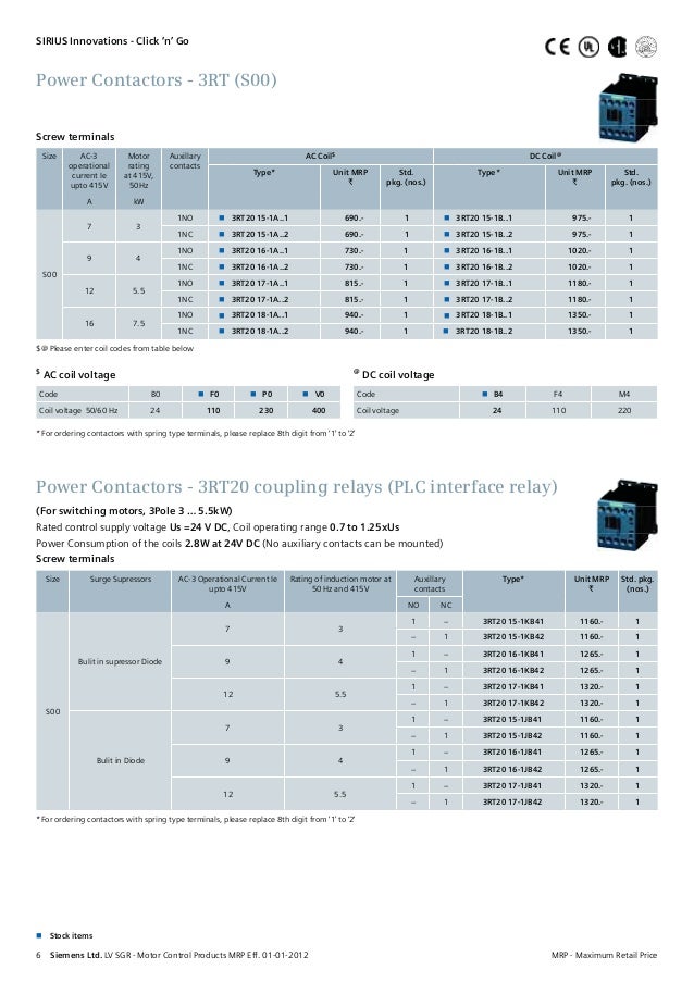 Siemens Lv Switchgear Motor Control Products Price List Natural