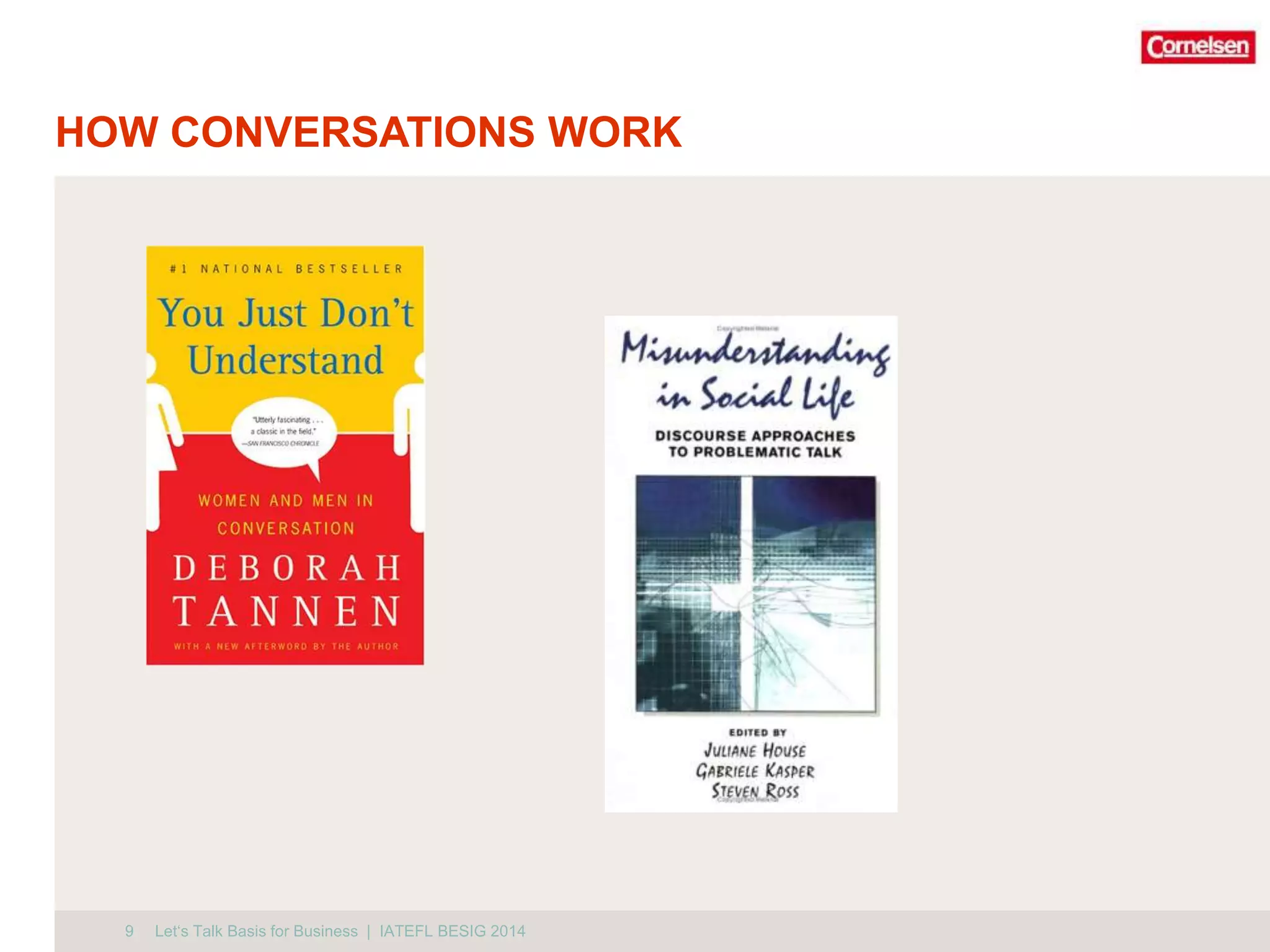 HOW CONVERSATIONS WORK 
9 Let‘s Talk Basis for Business | IATEFL BESIG 2014 
 