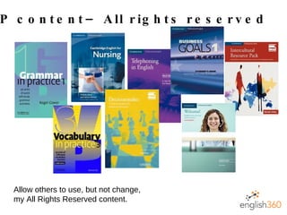 CUP content– All rights reserved  Allow others to use, but not change,  my All Rights Reserved content. 