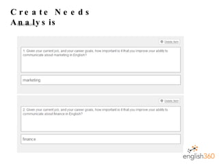Create Needs Analysis 