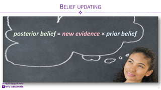 BELIEF UPDATING
7
posterior belief = new evidence × prior belief
 