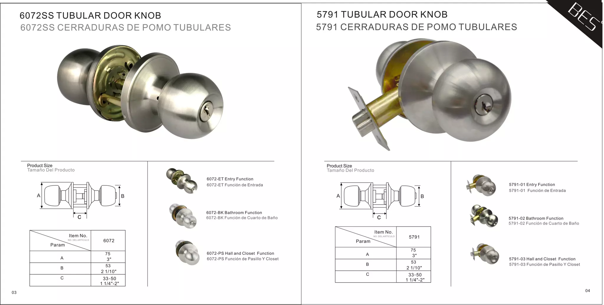 Handle lock catalog form BES hardware PDF