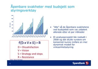 Beyond Budgeting: Presentasjon fra beslutningsstøttedagen av CFO Sigurd Aune - SpareBank 1 Gruppen (Dynamisk Styring/Beyond Budgeting) Slide 5