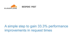 A simple step to gain 33.3% performance
improvements in request times
 