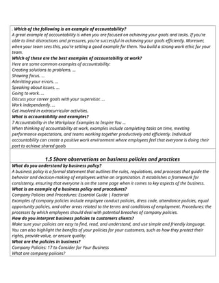 Accountability Examples Rules Business Ethics and Social Responsibility (BESR) | DOCX