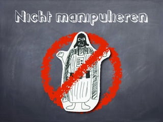 Ein

Zeitreihen Vergleich
dokumentiert die Entwicklung eines Sachverhalts über
einen bestimmten Zeitraum hinweg
                                     AVG Build Zeit


                            100

 „Mit der Einführung von
                            75
 Gradle sanken die Build
 Zeiten in den letzten 30   50
   Wochen um 45 %“
                            25

                             0
                              0-10       10-20        20-30
 