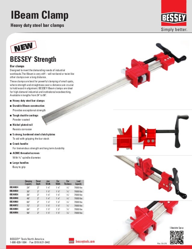 Bessey I Beam Steel Bar Clamps Sales Sheet