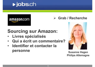  Grab / Recherche


Sourcing sur Amazon:
• Livres spécialisés
• Qui a écrit un commentaire?
• Identifier et contacter la
...