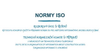 METODICKÁ POMŮCKA
vyjde V RÁMCI c v systému profesis
základní dokument pro BIM spolupráci
první opìrný bod K problematice BIM v èe tinì
PØIPRAVUJE oDBORNÁ RADA PRO BIM,
RESP. JEJÍ PRACOVNÍ SKUPINA PRO BIM & Standardy a legislativU.

 