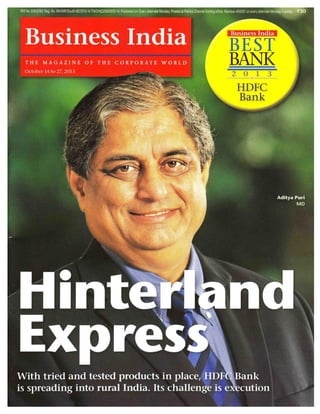 Best Bank 2013 - By Business India