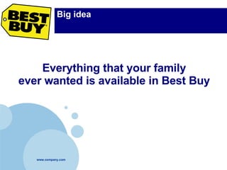 Big idea Everything that your family ever wanted is available in Best Buy