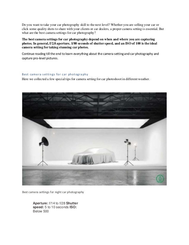 Best Camera Settings for Car photography