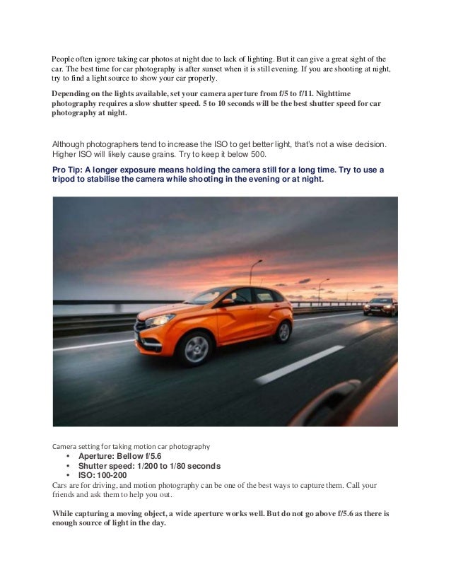 Best Camera Settings for Car photography