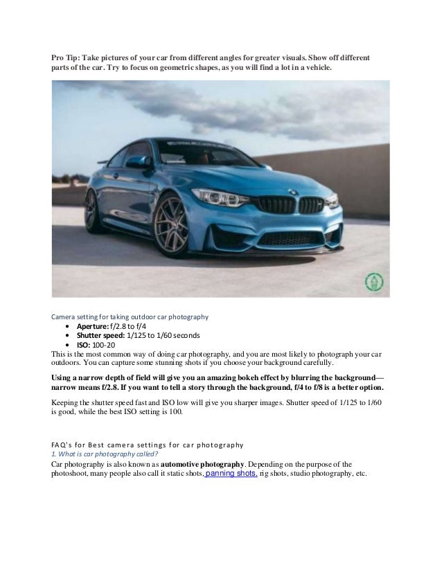 Best Camera Settings for Car photography