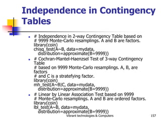 Vibrant technologies & Computers 157
Independence in Contingency
Tables
 # Independence in 2-way Contingency Table based ...