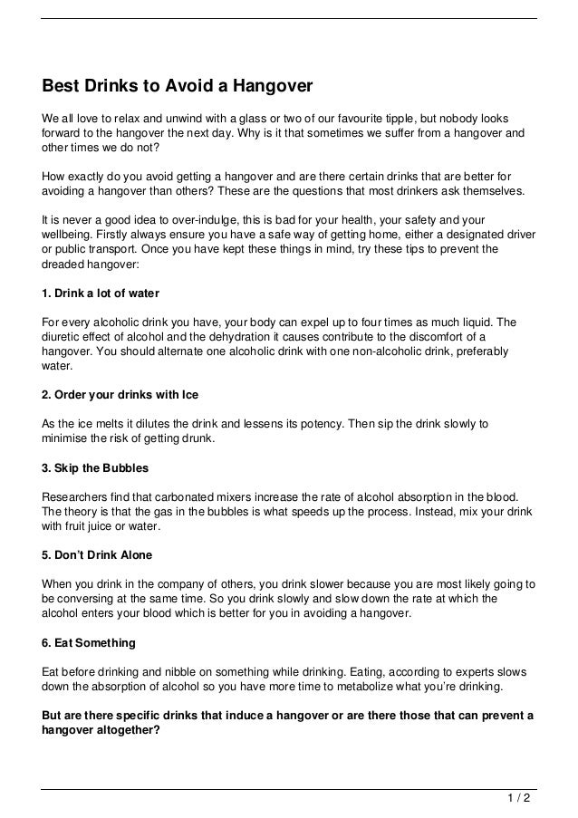 Best Drinks to Avoid a Hangover
