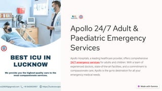 Apollo 24/7 Adult &
Paediatric Emergency
Services
Apollo Hospitals, a leading healthcare provider, offers comprehensive
24/7 emergency services for adults and children. With a team of
experienced doctors, state-of-the-art facilities, and a commitment to
compassionate care, Apollo is the go-to destination for all your
emergency medical needs.
 