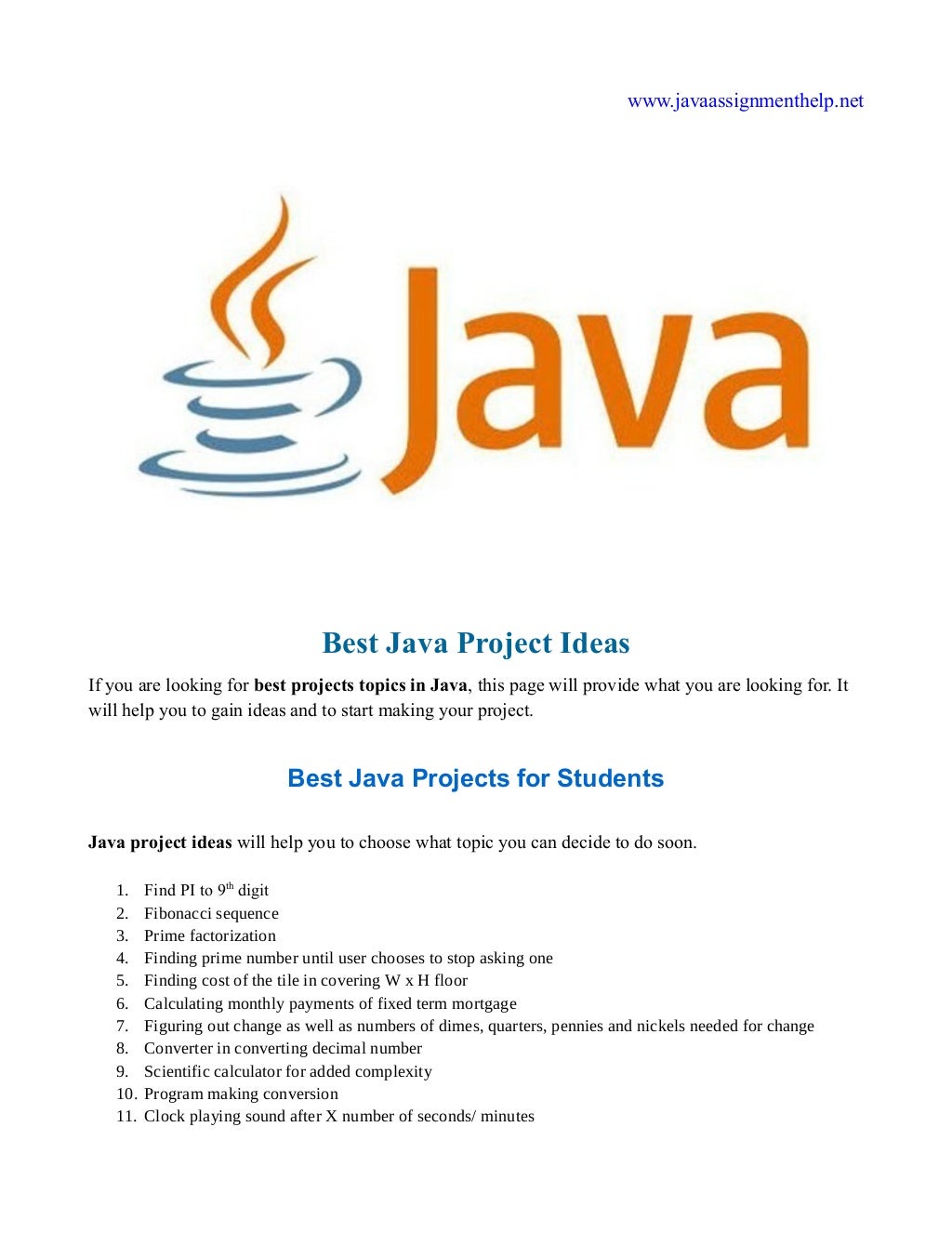 Best Java Project Topics