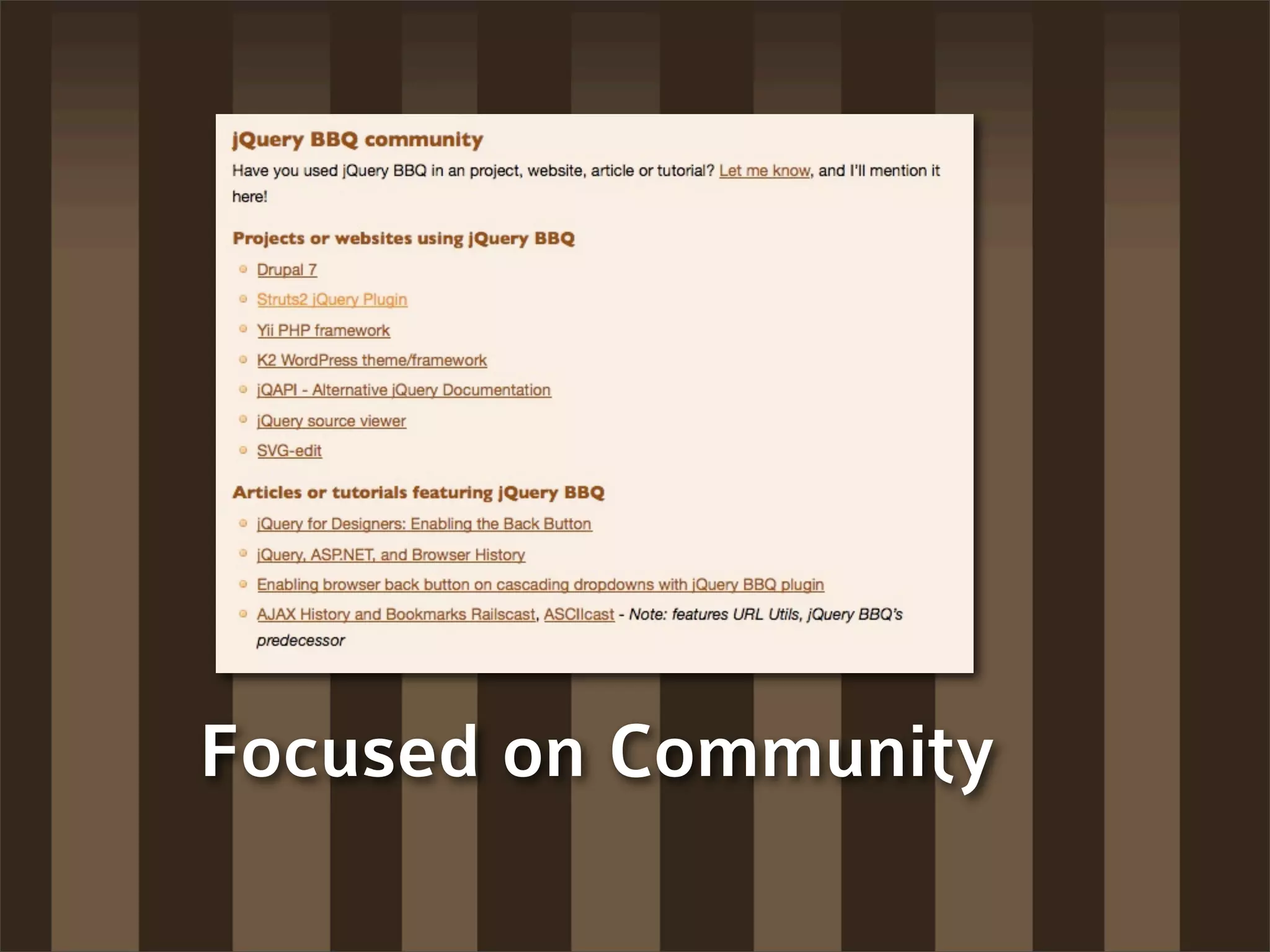 Focused on Community
 