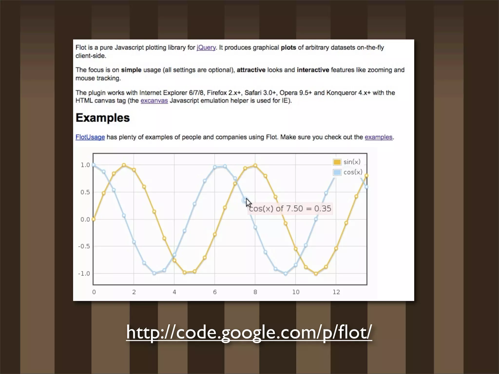 http://code.google.com/p/ﬂot/
 