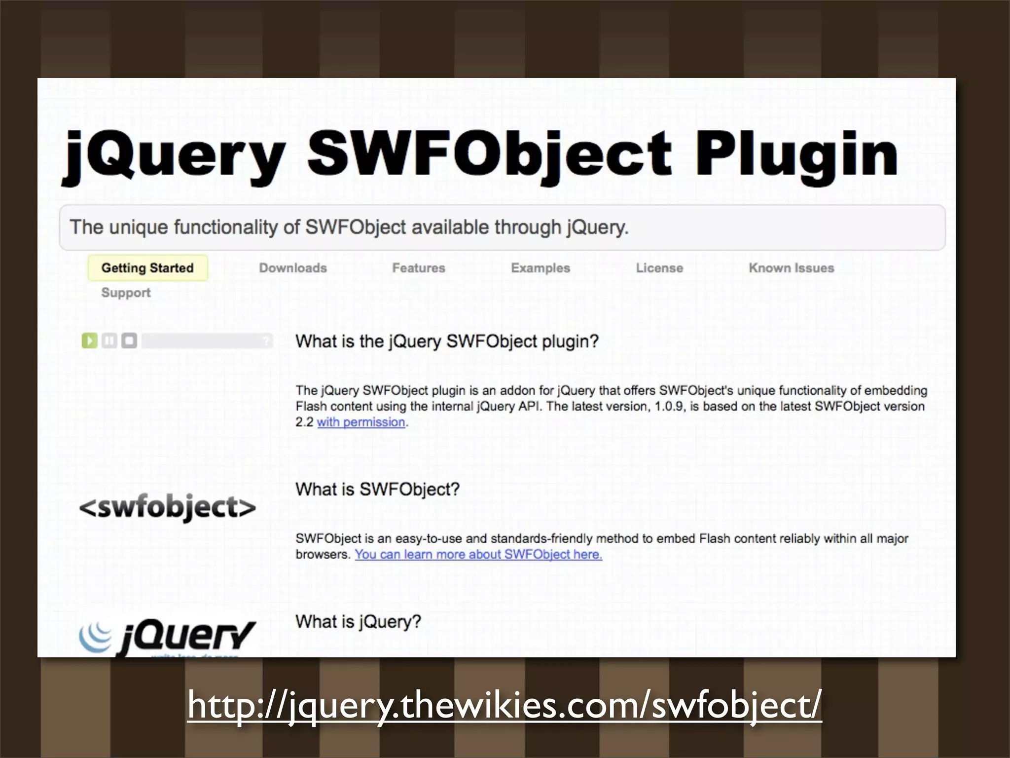 http://jquery.thewikies.com/swfobject/
 