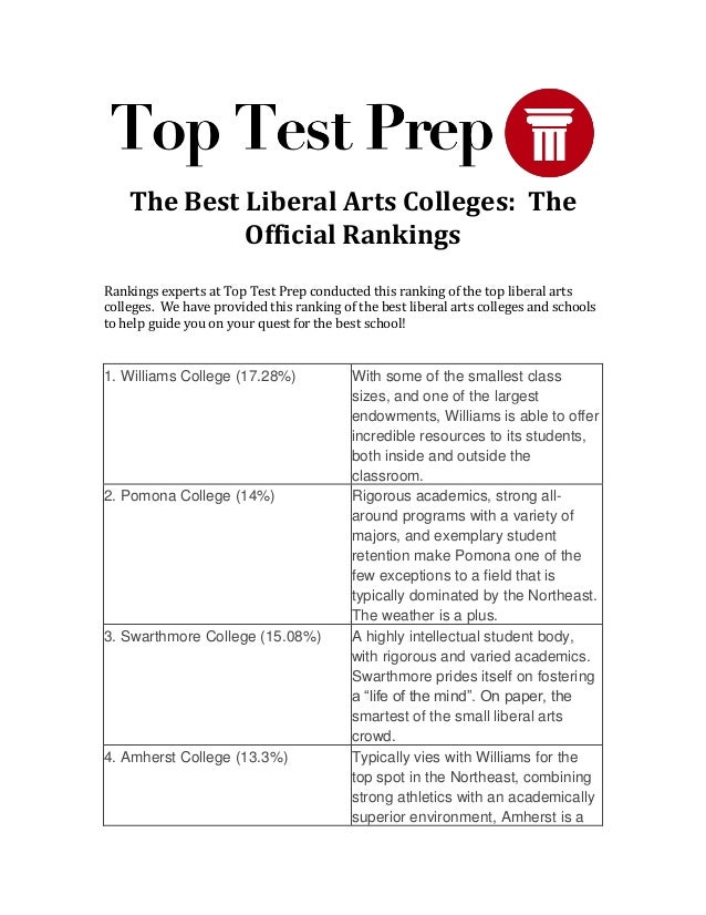 best liberal arts colleges rankings toptestprep com liberal arts rankings