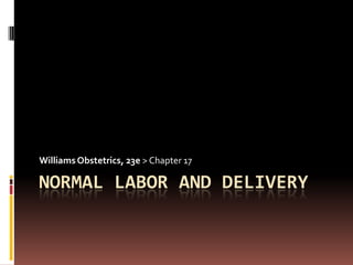 Williams Obstetrics, 23e > Chapter 17

NORMAL LABOR AND DELIVERY
 