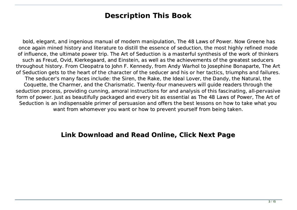 Best [PDF] Art of Seduction Full Pages