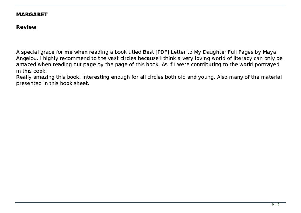 Best [PDF] Letter to My Daughter Full Pages