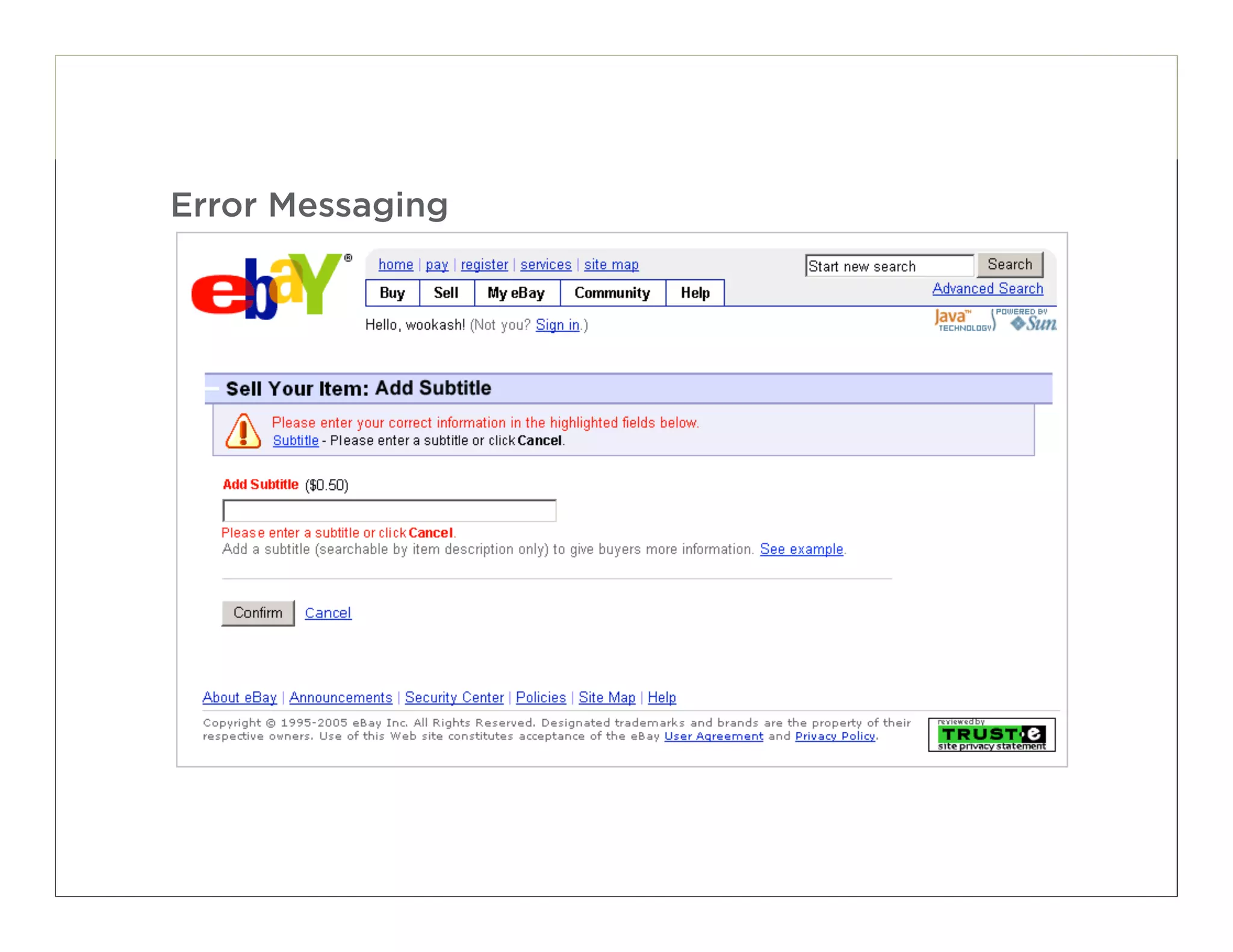 Error Messaging




                  114
 