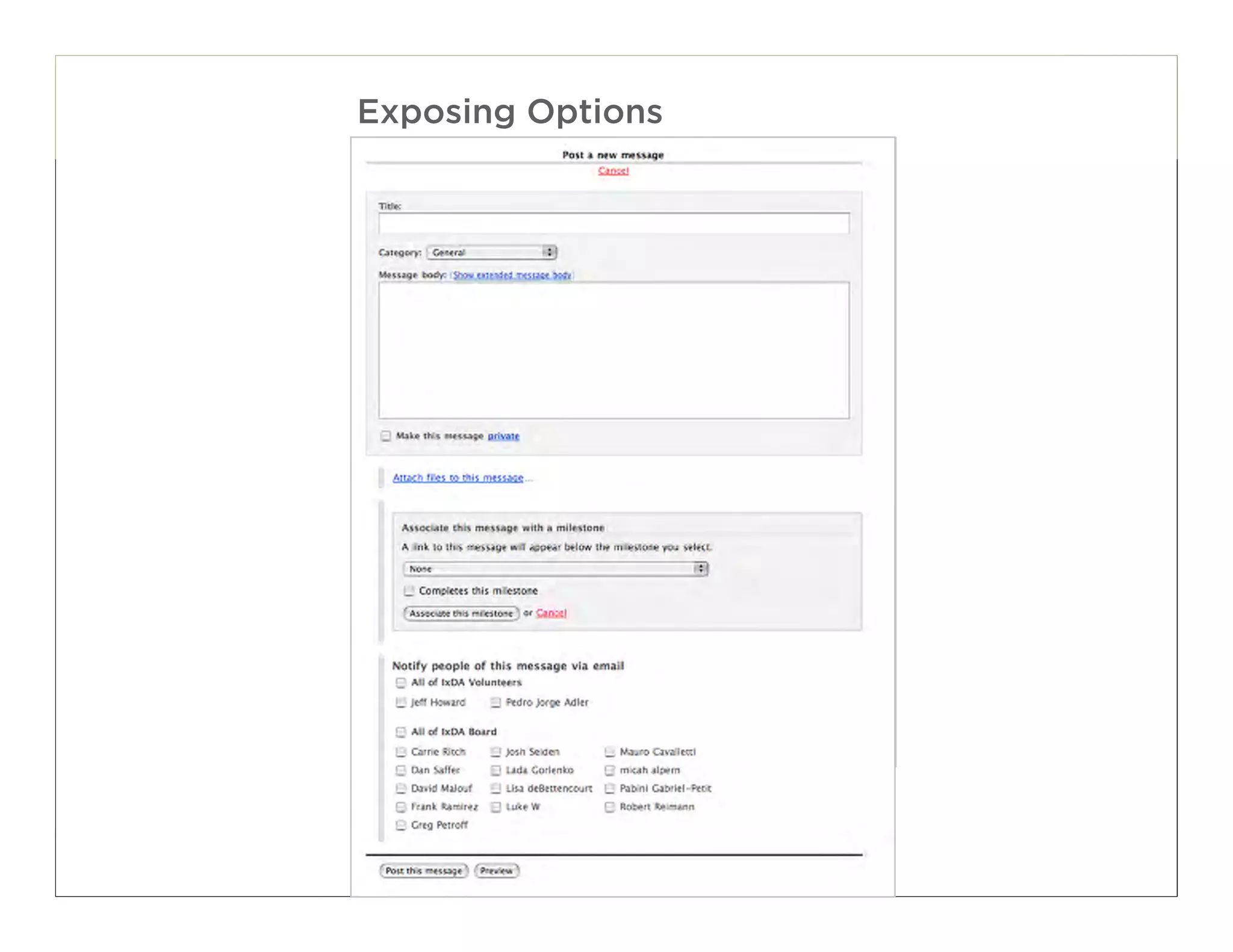 Exposing Options




                   82
 
