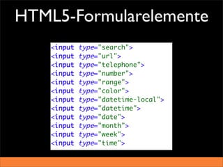 HTML5-Formularelemente
 
