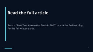 Best Test Automation Tools in 2026: AI Testing Platforms, Frameworks ...