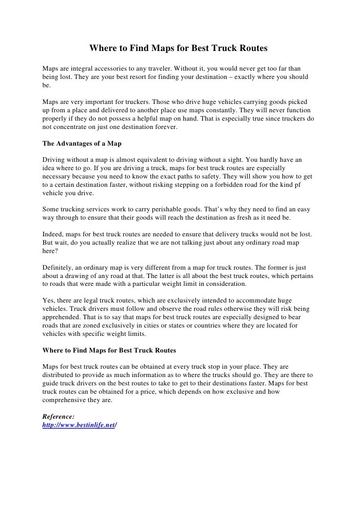 Find Maps For Best Truck Routes