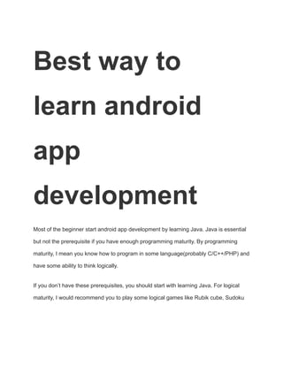 Best way to learn android app development | PDF