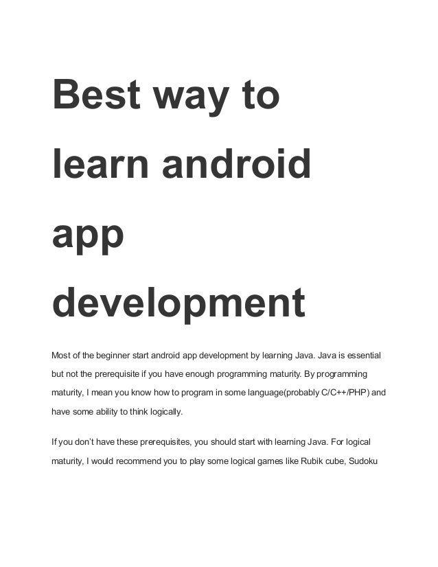 Best Way To Learn Android App Development