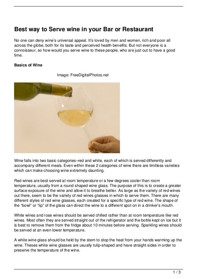 Best way to Serve wine in your Bar or Restaurant