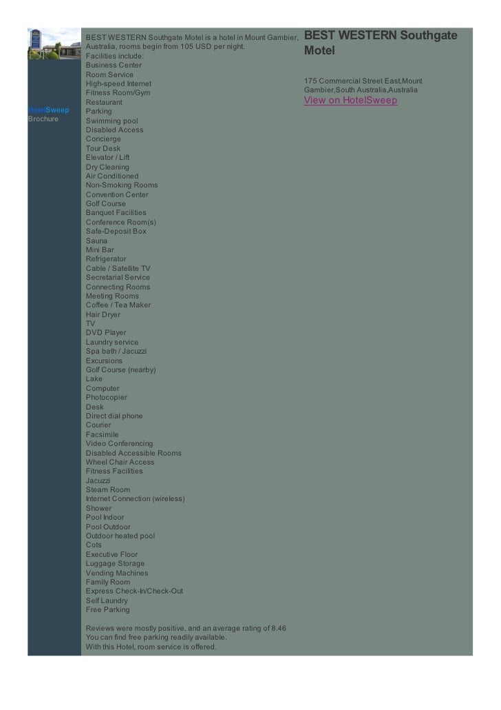 Best Western Southgate Motel Htm Pdf