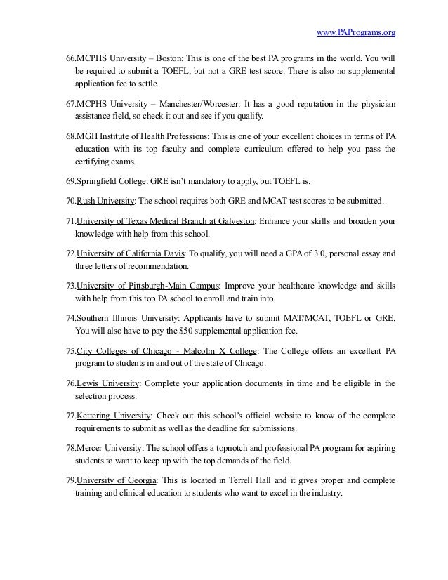 best 100 pa programs sample letter of recommendation for pa school