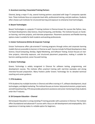 Best 10 IT Training with Placement Institutes in Chennai | PDF
