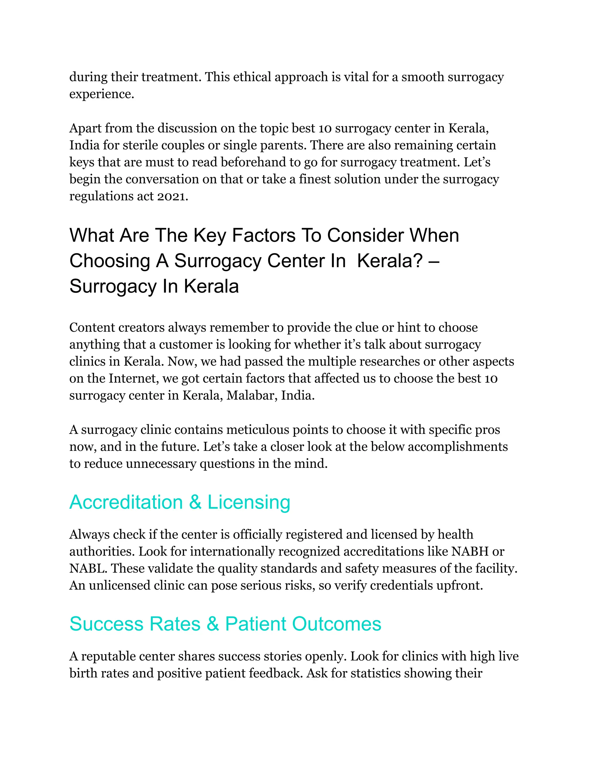 Best 10 Surrogacy Center In Kerala With High Success Rate PDF