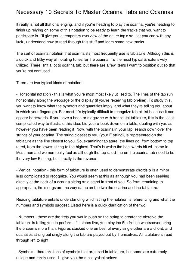 Necessary 10 Secrets To Master Ocarina Tabs and Ocarinas