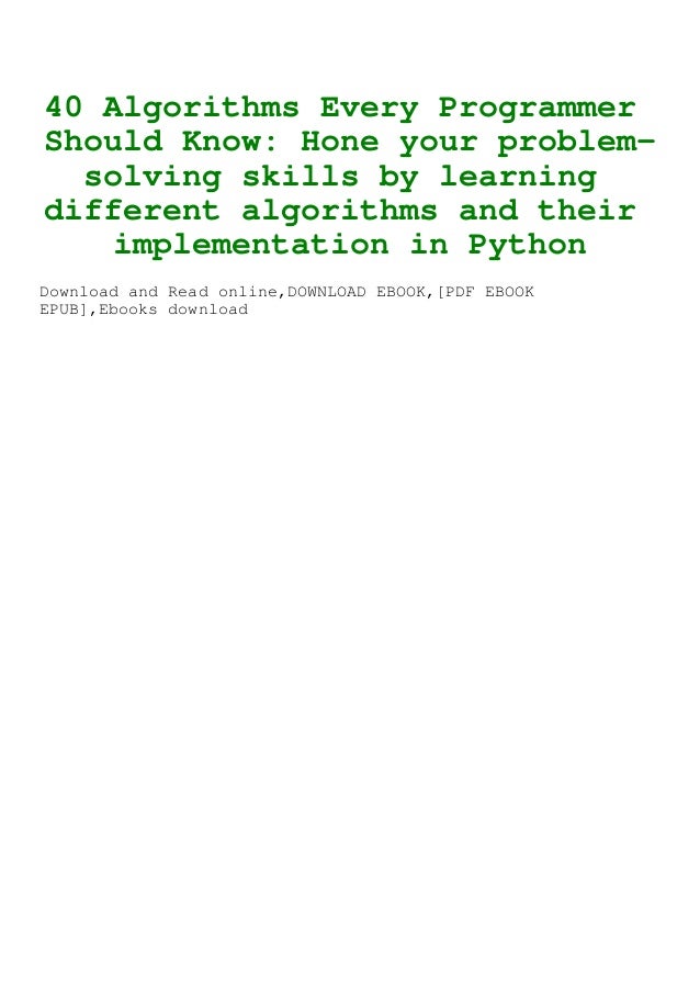  Best 40 Algorithms Every Programmer Should Know Hone Your Problem 