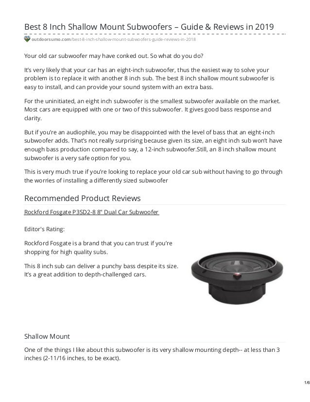 best 8 inch subwoofer shallow mount