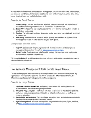 Top absence management tool for small to large teams | PDF