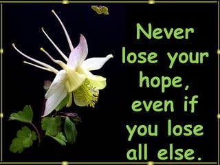Never lose your hope, even if you lose all else. 