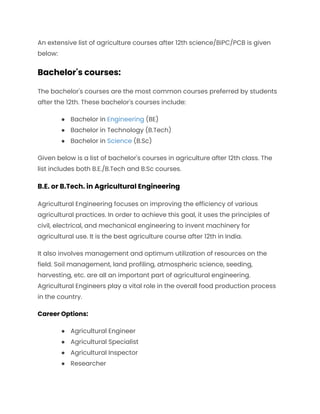 List of Agriculture Courses After 12th Class.pdf