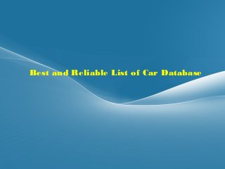 Best and Reliable List of Car Database

Page  1

 