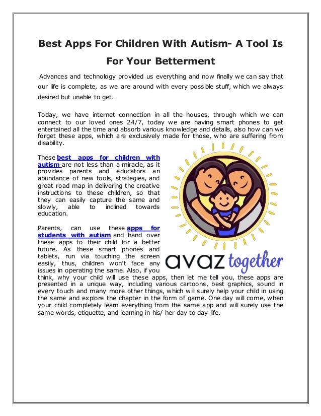 Best apps for children with autism a tool is for your betterment