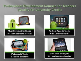 There are more of my favorite apps lists to come!
I have over 400 apps on my iPad and Android tablets
and will continue to share my reviews with you.
These apps can be used in the classroom or just at
home.
To learn more please visit
www.projectautismusa.com
www.digitallearningtree.com
 